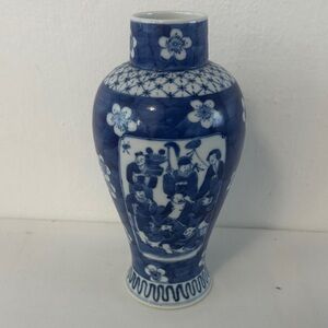 Blue and White Chinese Porcelain Vase, prunus print